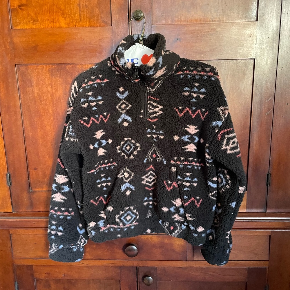 Fleece quarter zip pullover Navajo pattern S